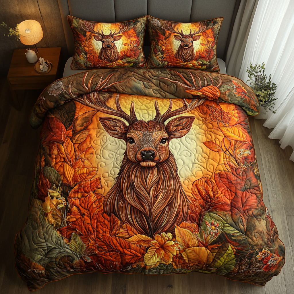 Majestic Antlers 3-Piece Quilted Bedding Set - Single (59" x 70")