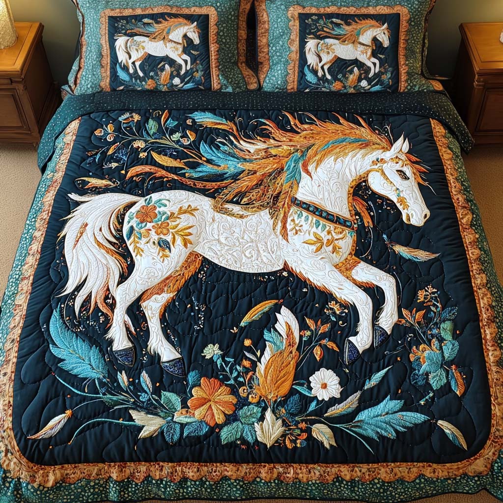 Majestic Blossom 3-Piece Quilted Bedding Set - Single (59" x 70")