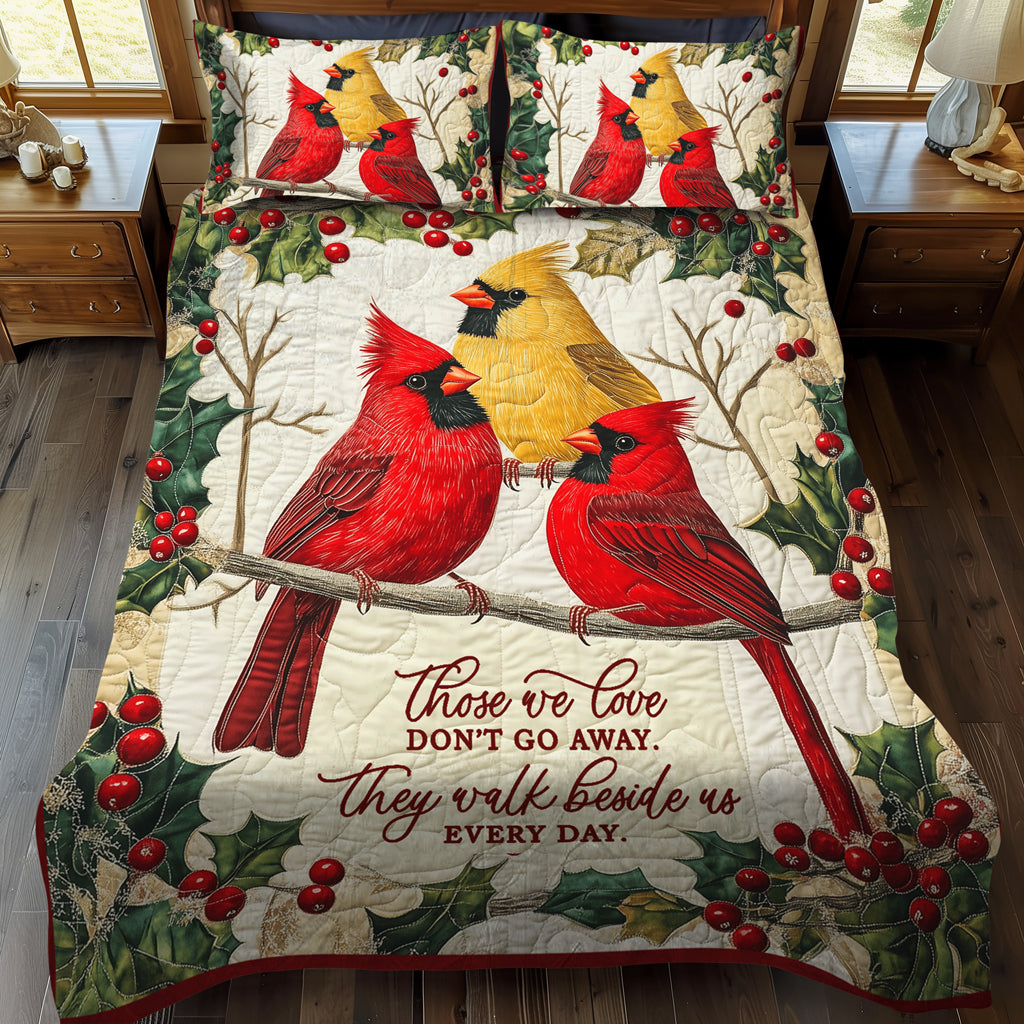 Majestic Cardinals 3-Piece Quilted Bedding Set - Single (59" x 70")