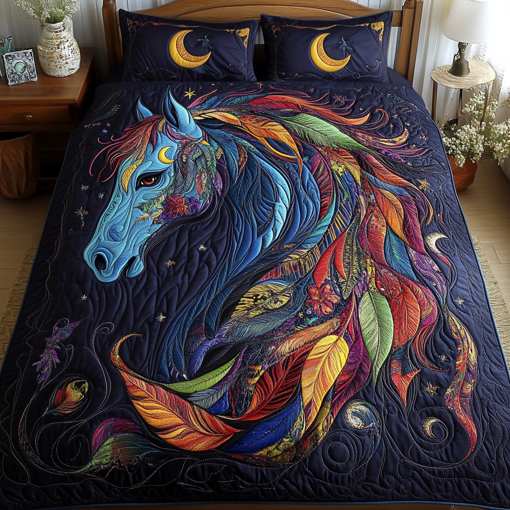 Majestic Mane 3-Piece Quilted Bedding Set - Single (59" x 70")