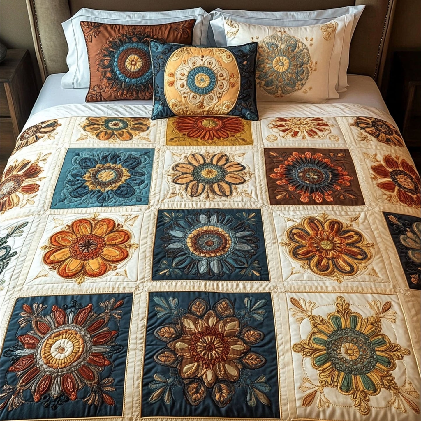 Mandala Serenity 3-Piece Quilted Bedding Set - Single (59" x 70")