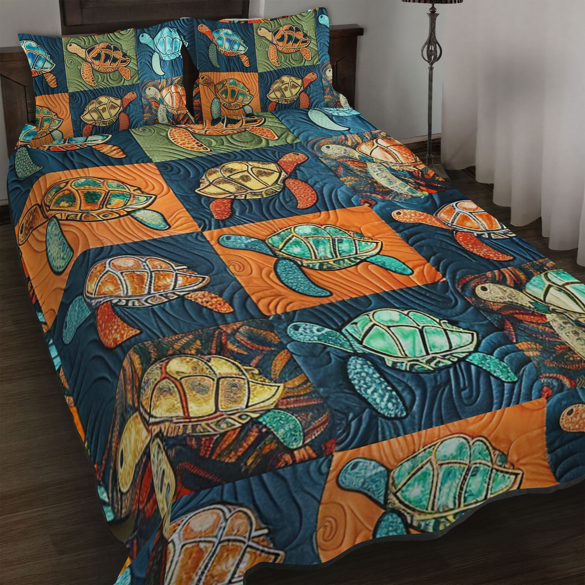 Marine Melody 3-Piece Quilted Bedding Set - Single (59" x 70")