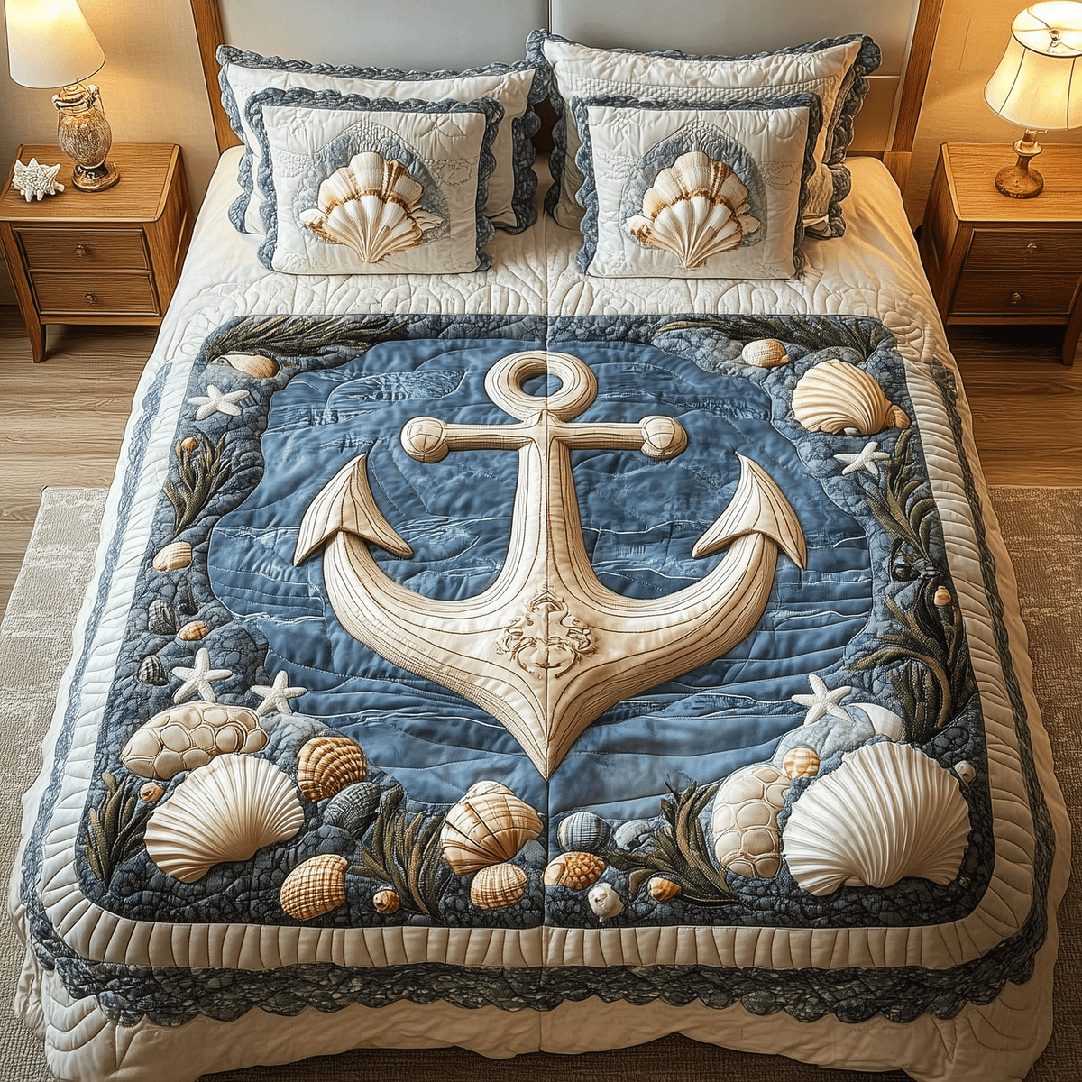 Marine Escape 3-Piece Quilted Bedding Set - Single (59" x 70")