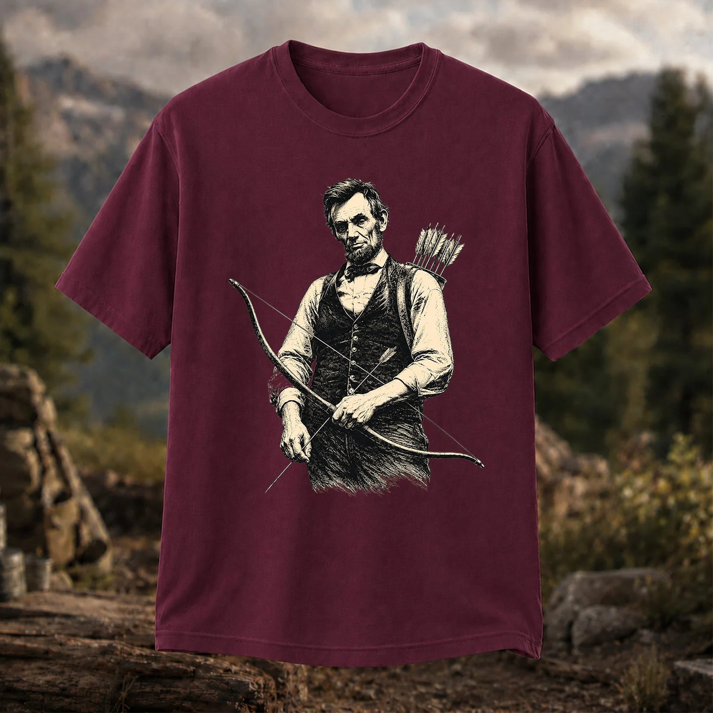 Abraham Lincoln Archer T-Shirt, Vintage Bow Hunting Tee
