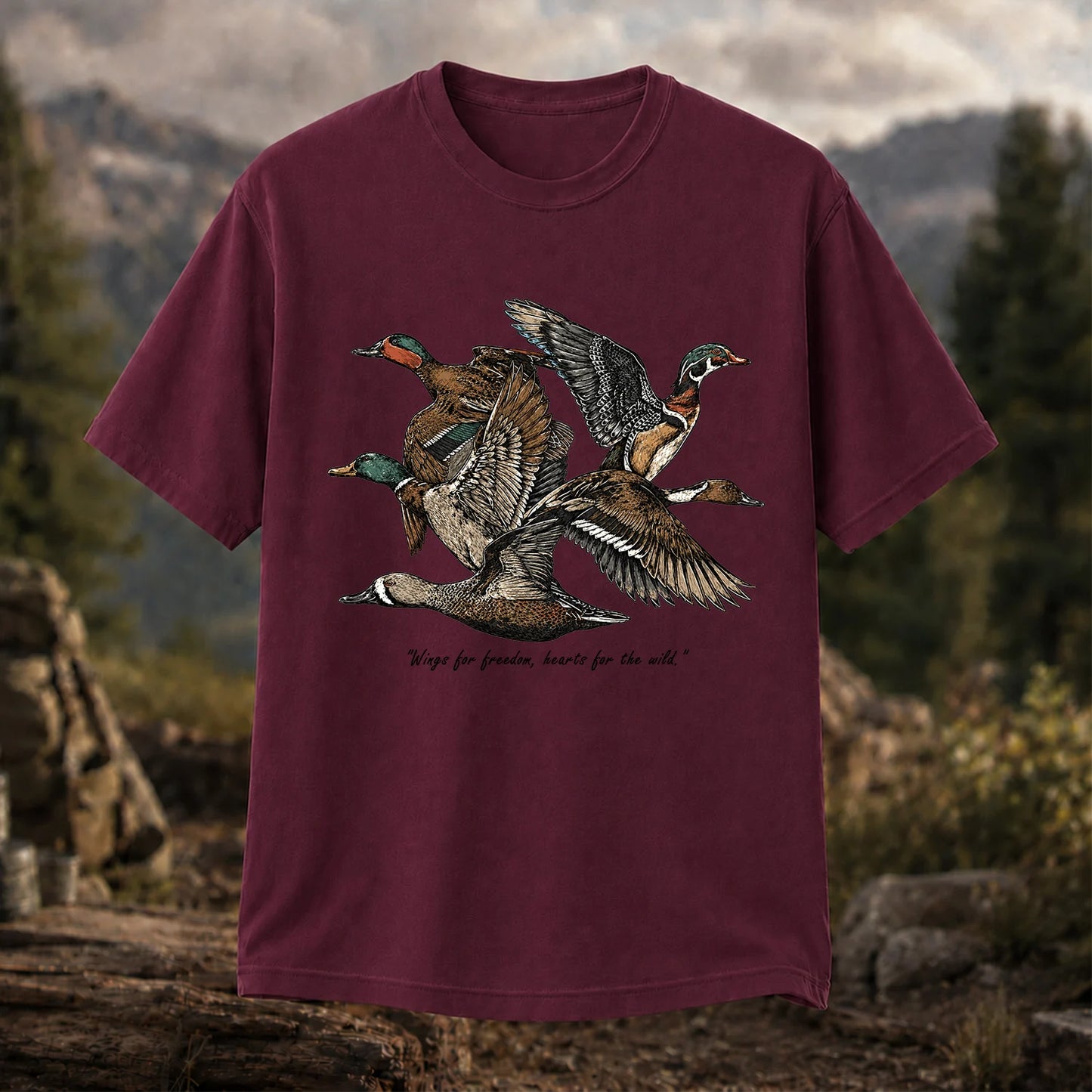 Flying Ducks T-Shirt, Vintage Waterfowl Hunting Tee