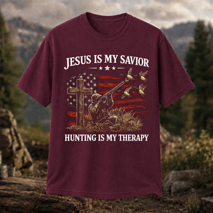 Jesus Is My Savior Hunting Is My Therapy T-Shirt, Christian Hunter Tee