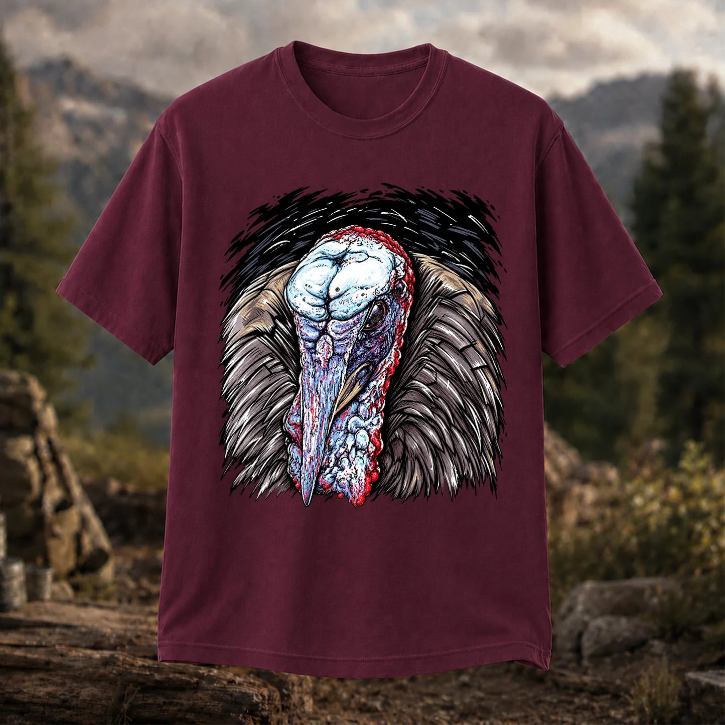 Turkey Portrait T-Shirt, Detailed Turkey Hunting Tee