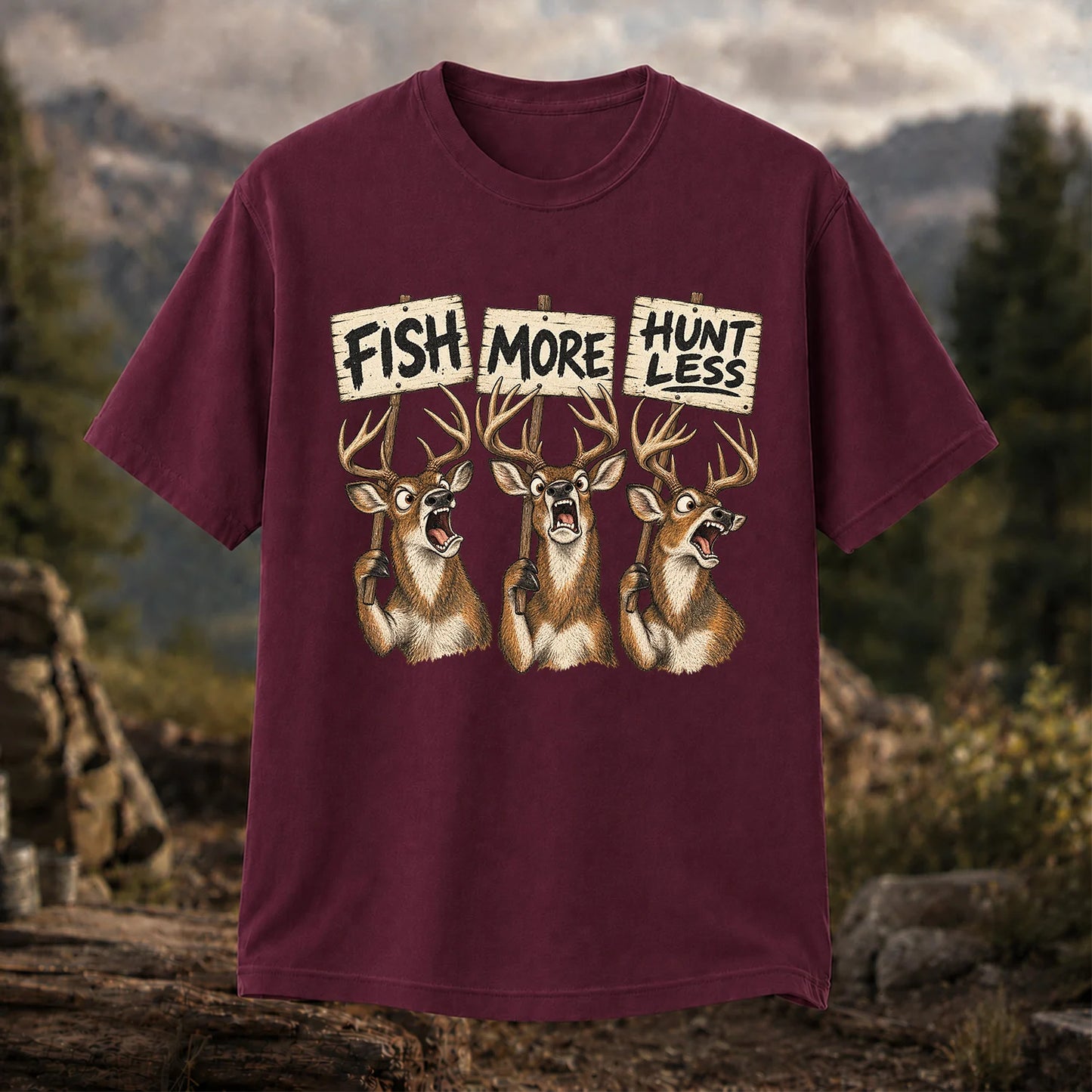 Fish More Hunt Less T-Shirt, Funny Deer Hunting Tee