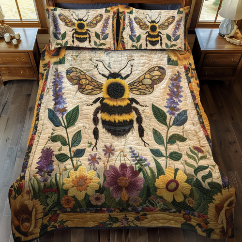 Meadow Bee 3-Piece Quilted Bedding Set - Single (59" x 70")