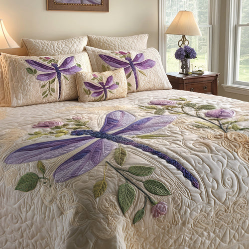 Meadow Dragonfly 3-Piece Quilted Bedding Set - Single (59" x 70")