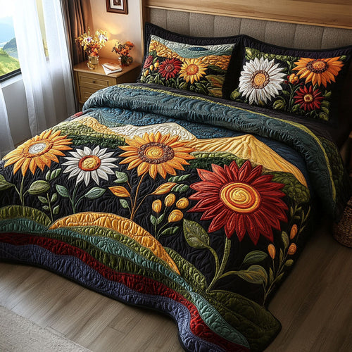 Meadow Glow Harmony 3-Piece Quilted Bedding Set - Single (59" x 70")