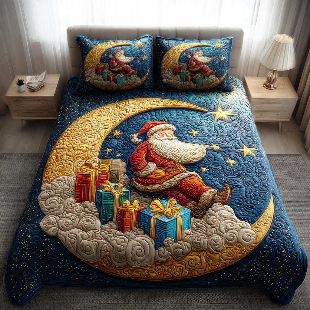 Merry Gift Santa 3-Piece Quilted Bedding Set - Single (59" x 70")