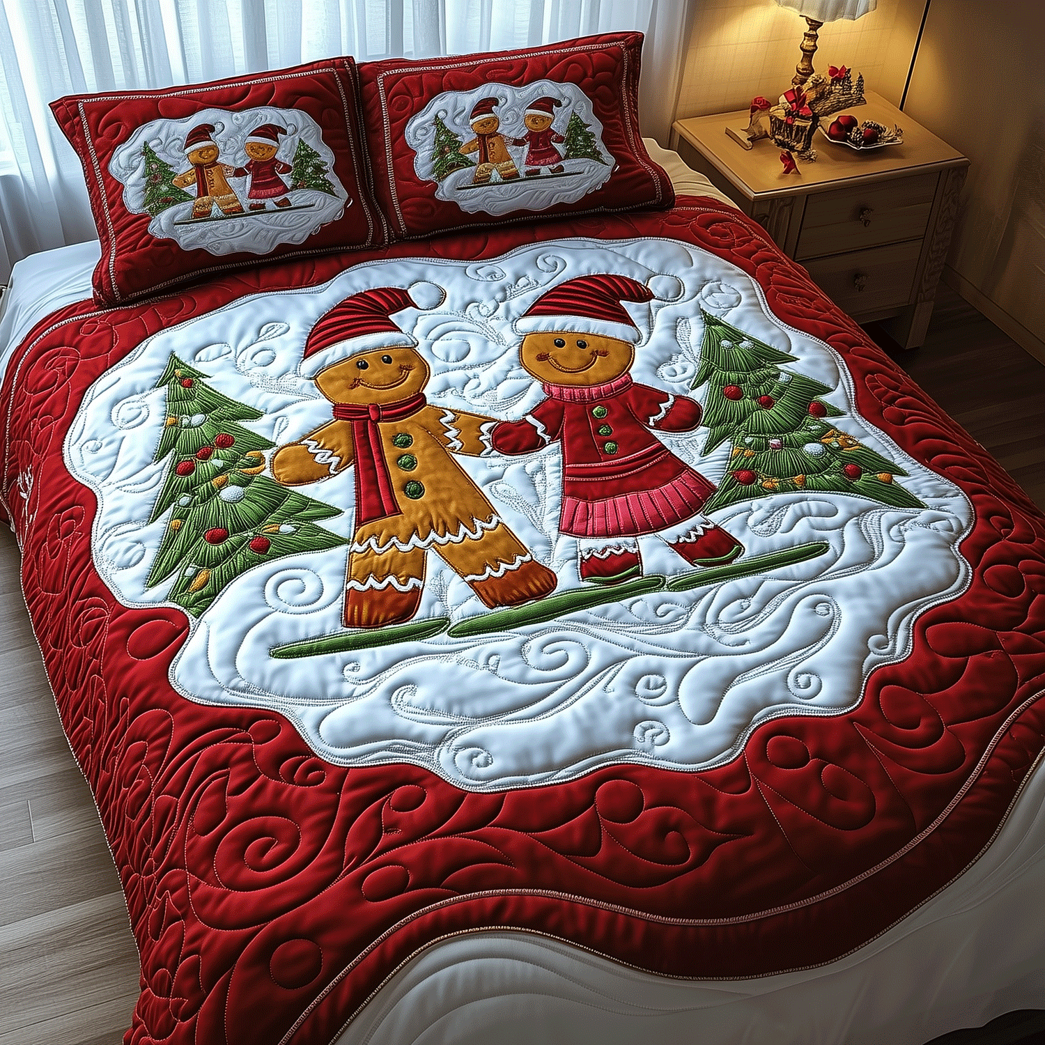 Merry Gingerbread Nights 3-Piece Quilted Bedding Set - Single (59" x 70")
