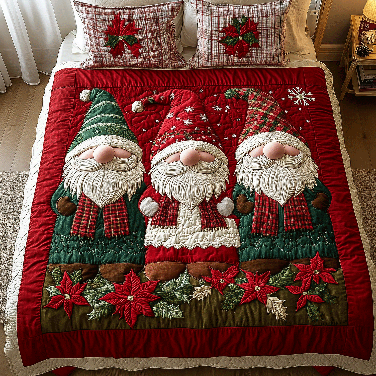 Merry Gnome 3-Piece Quilted Bedding Set - Single (59" x 70")