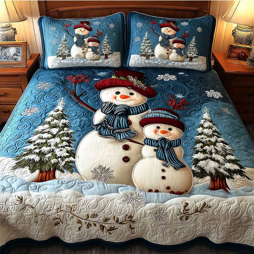 Merry Snowman 3-Piece Quilted Bedding Set - Single (59" x 70")