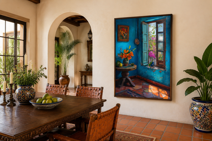 Traditional Mexico Room With Window And Interior Wall Art