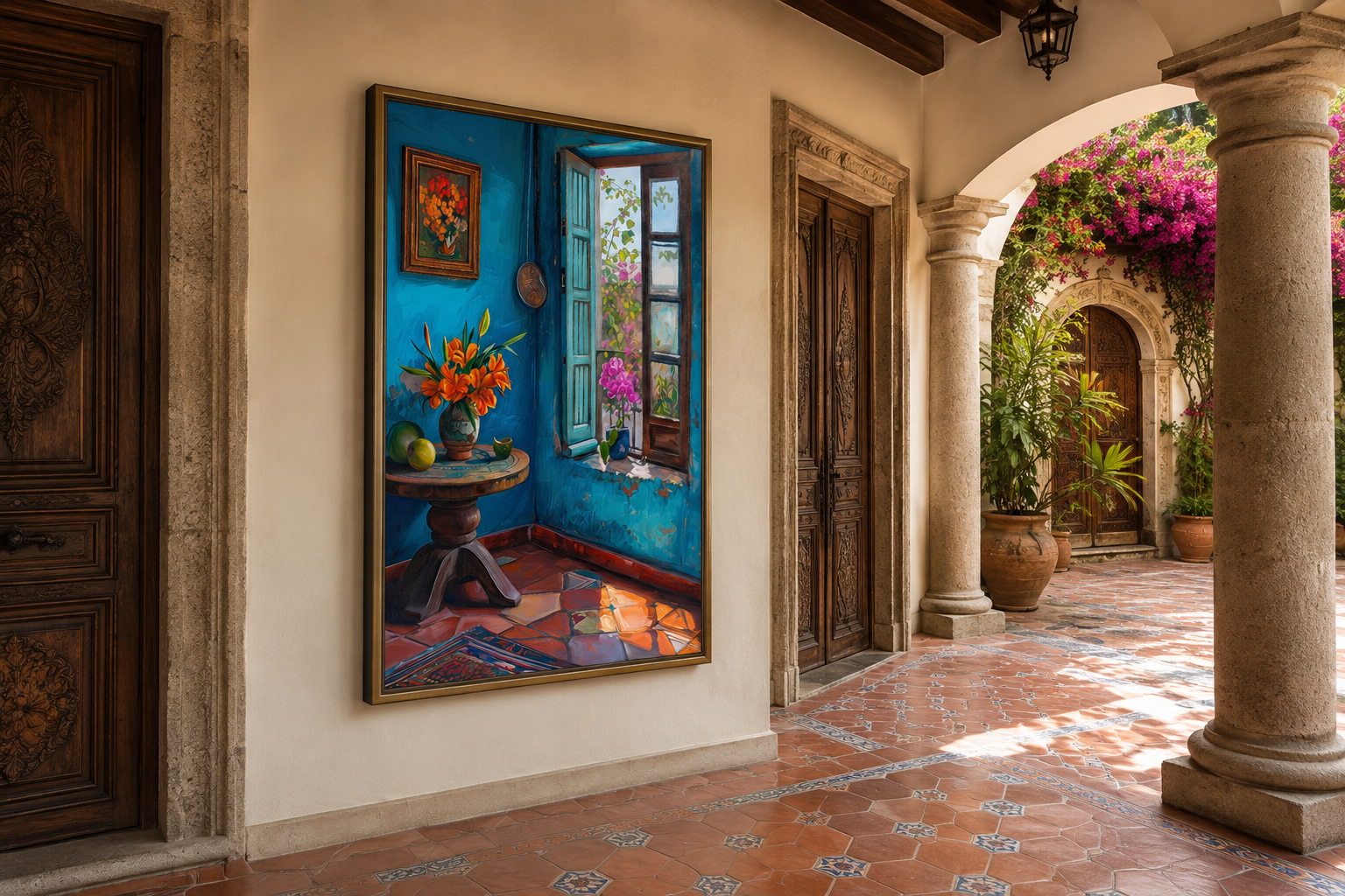 Traditional Mexico Room With Window And Interior Wall Art