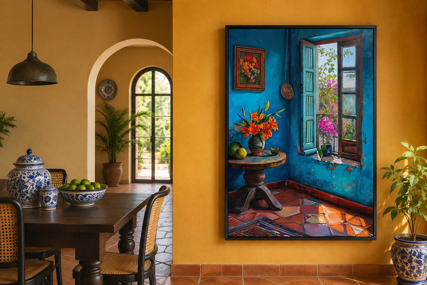 Traditional Mexico Room With Window And Interior Wall Art