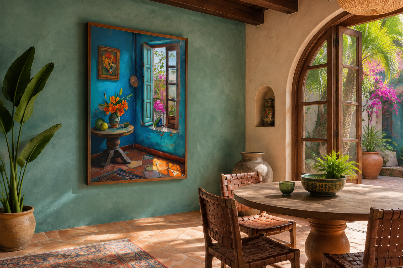 Traditional Mexico Room With Window And Interior Wall Art