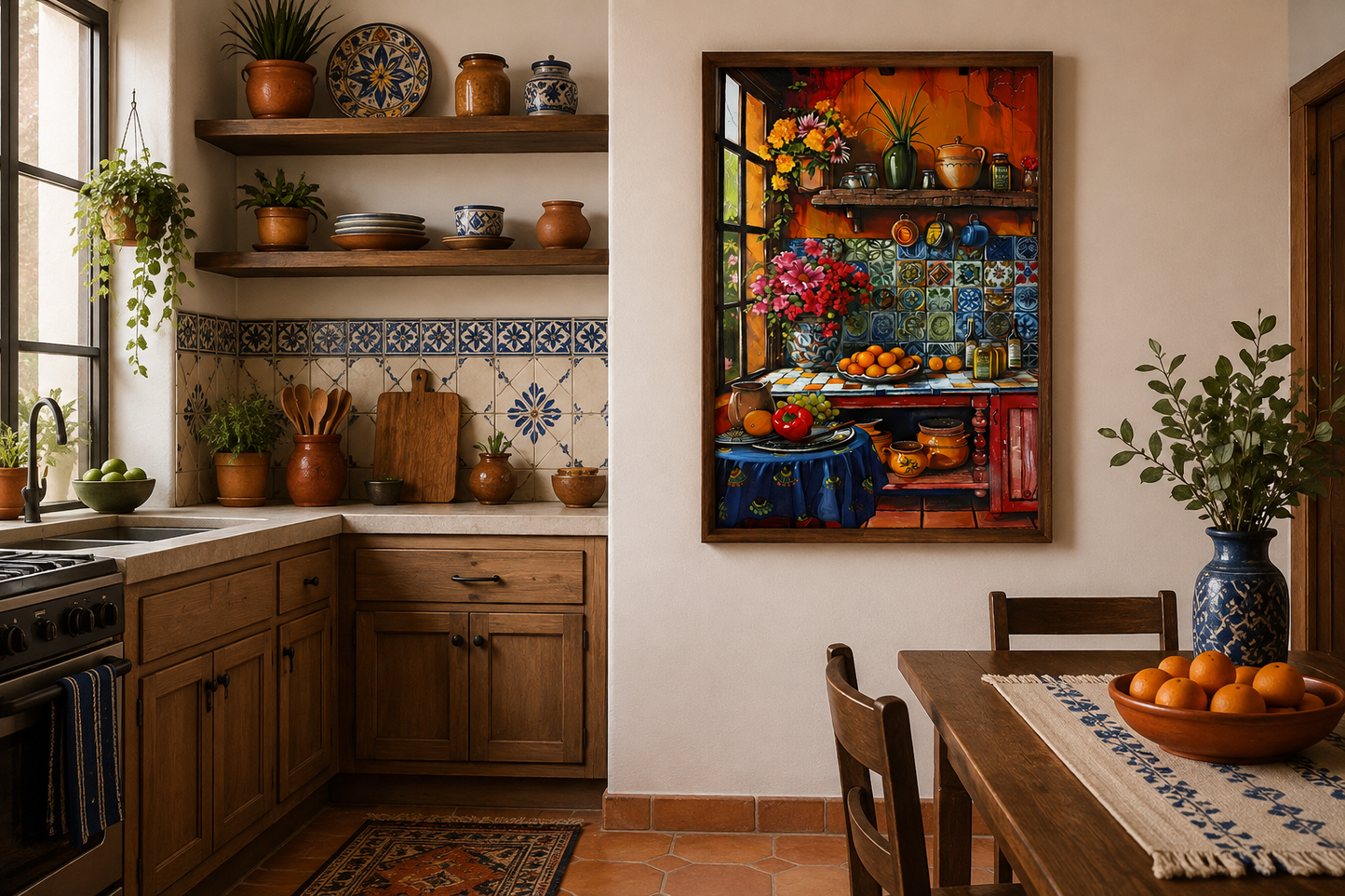 Colorful Mexican Kitchen Framed Canvas Wall Art