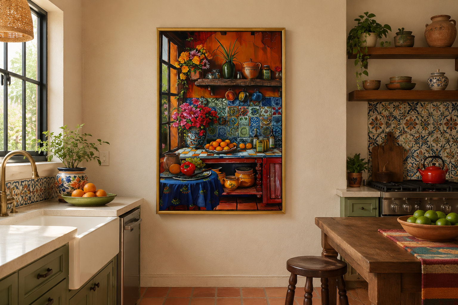 Colorful Mexican Kitchen Framed Canvas Wall Art
