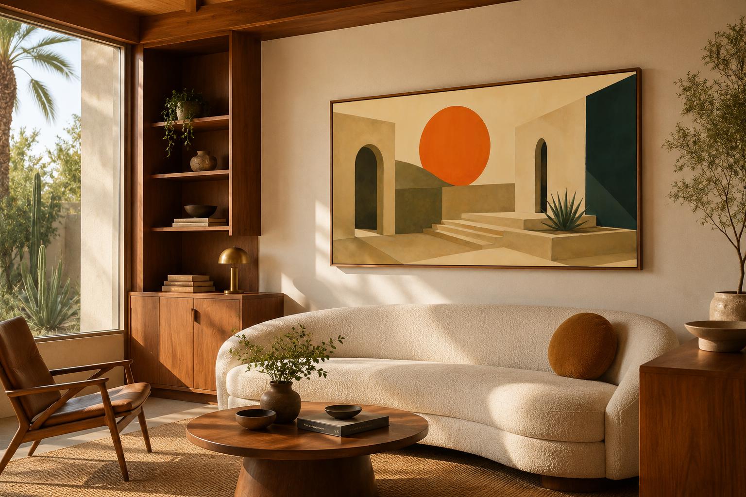 Mid Century Modern Canvas - Abstract Sunset Art on Terracotta Archways Horizontal Canvas Print