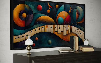 Mid Century Modern Piano Art – Colorful Abstract Music Artwork Canvas Print