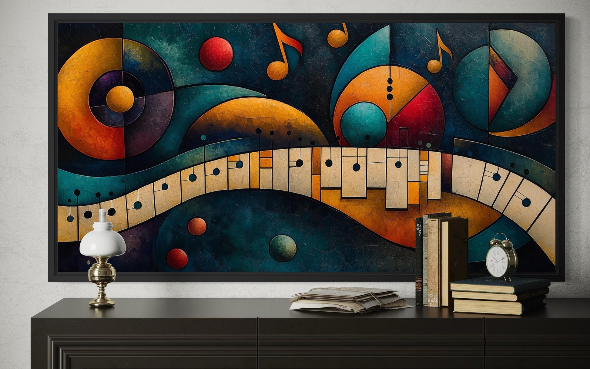 Mid Century Modern Piano Art – Colorful Abstract Music Artwork Canvas Print