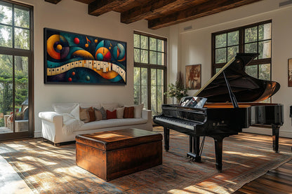 Mid Century Modern Piano Art – Colorful Abstract Music Artwork Canvas Print