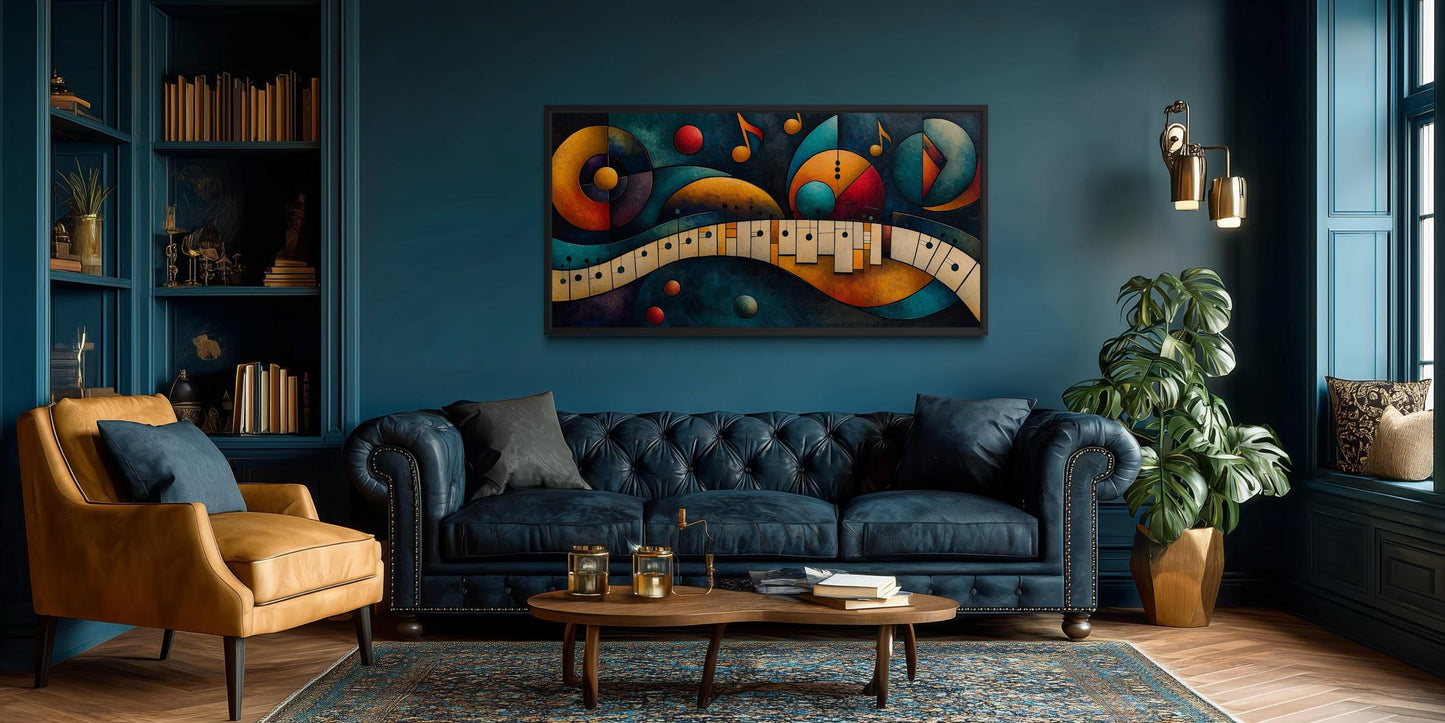 Mid Century Modern Piano Art – Colorful Abstract Music Artwork Canvas Print