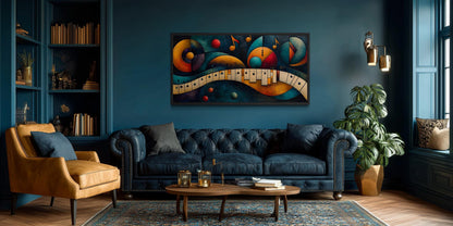 Mid Century Modern Piano Art – Colorful Abstract Music Artwork Canvas Print