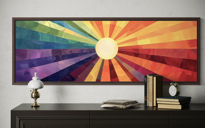 Mid Century Modern Purple Orange Sun Narrow Horizontal Wall Art