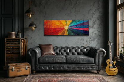 Mid Century Modern Sun Rays Panoramic Canvas Wall Art