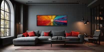 Mid Century Modern Sun Rays Panoramic Canvas Wall Art