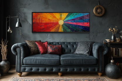 Mid Century Modern Sun Rays Panoramic Canvas Wall Art