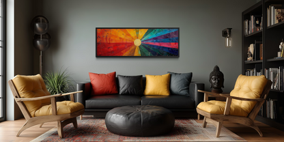 Mid Century Modern Sun Rays Panoramic Canvas Wall Art
