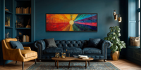 Mid Century Modern Sun Rays Panoramic Canvas Wall Art