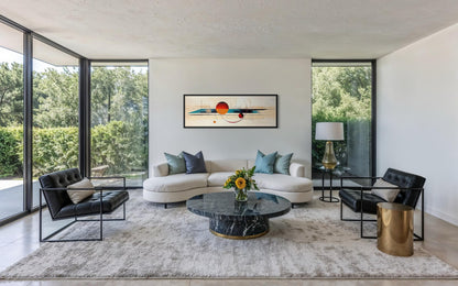 Mid Century Modern Wall Art - Abstract Canvas Print With Geometric Shapes | Long Horizontal Canvas