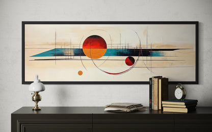 Mid Century Modern Wall Art - Abstract Canvas Print With Geometric Shapes | Long Horizontal Canvas