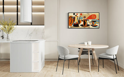 Mid Century Modern Wall Art – Framed Coffee Pot Painting | Retro Kitchen Decor Canvas