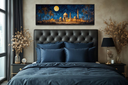 Middle Eastern Long Horizontal Arabic Architecture Nightscape Wall Art