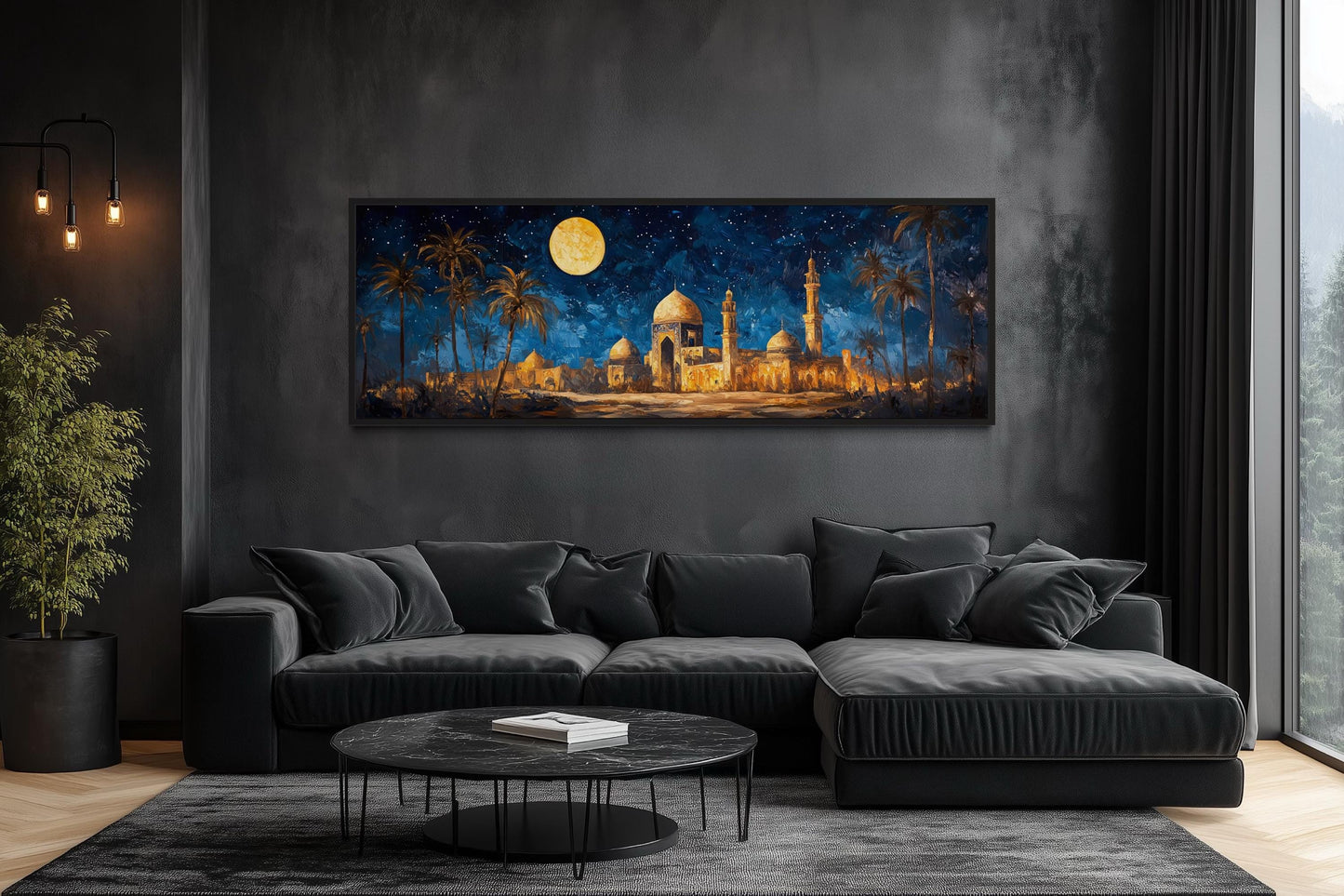 Middle Eastern Long Horizontal Arabic Architecture Nightscape Wall Art