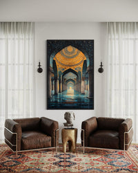 Middle Eastern Mosque Framed Canvas Wall Art