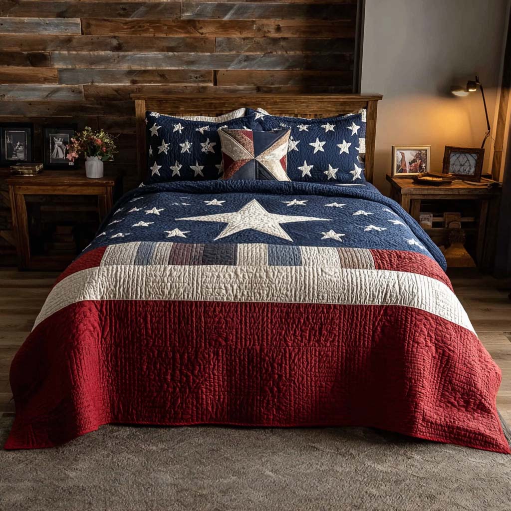 Midnight Patriot 3-Piece Quilted Bedding Set - Single (59" x 70")