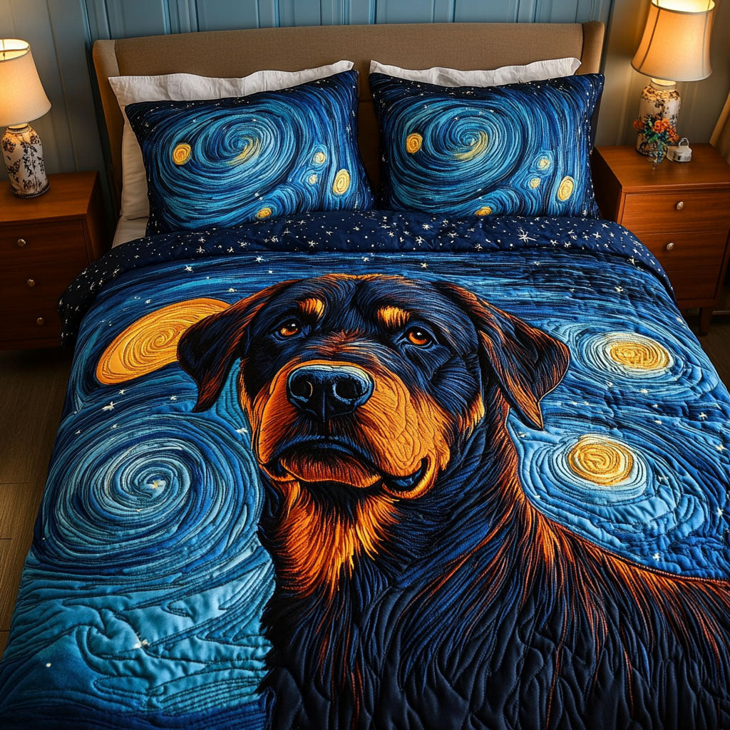 Midnight Rottie 3-Piece Quilted Bedding Set - Single (59" x 70")
