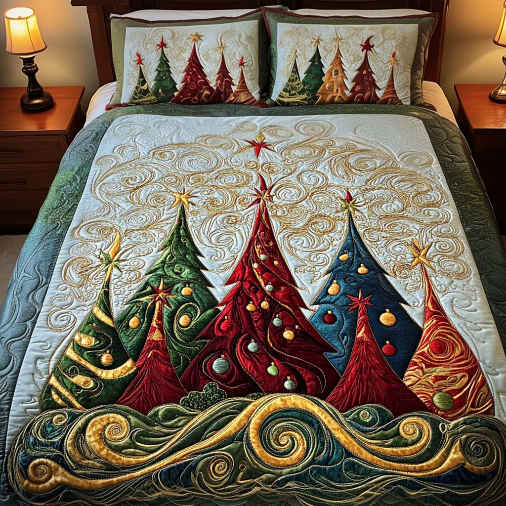 Midnight Snow Dance 3-Piece Quilted Bedding Set - Single (59" x 70")