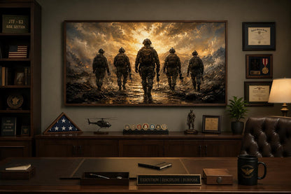 Military Canvas Print - Soldiers Walking Wall Art | Veteran Gift & Office Decor