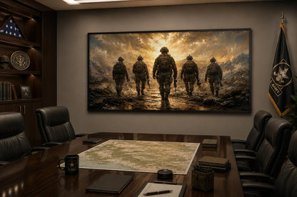 Military Canvas Print - Soldiers Walking Wall Art | Veteran Gift & Office Decor