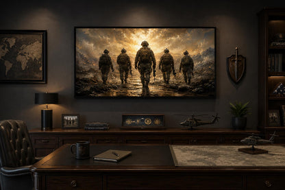 Military Canvas Print - Soldiers Walking Wall Art | Veteran Gift & Office Decor