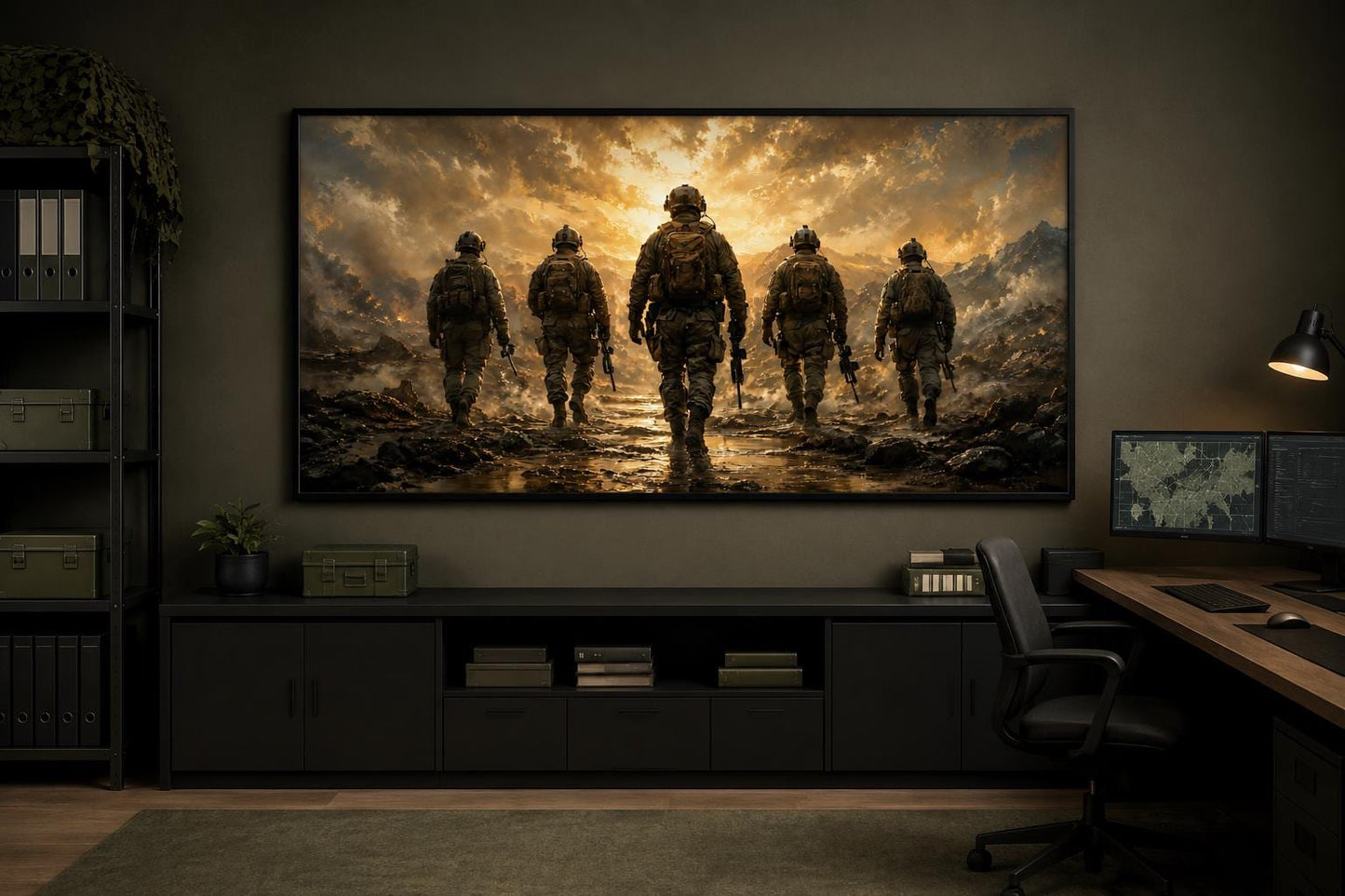 Military Canvas Print - Soldiers Walking Wall Art | Veteran Gift & Office Decor